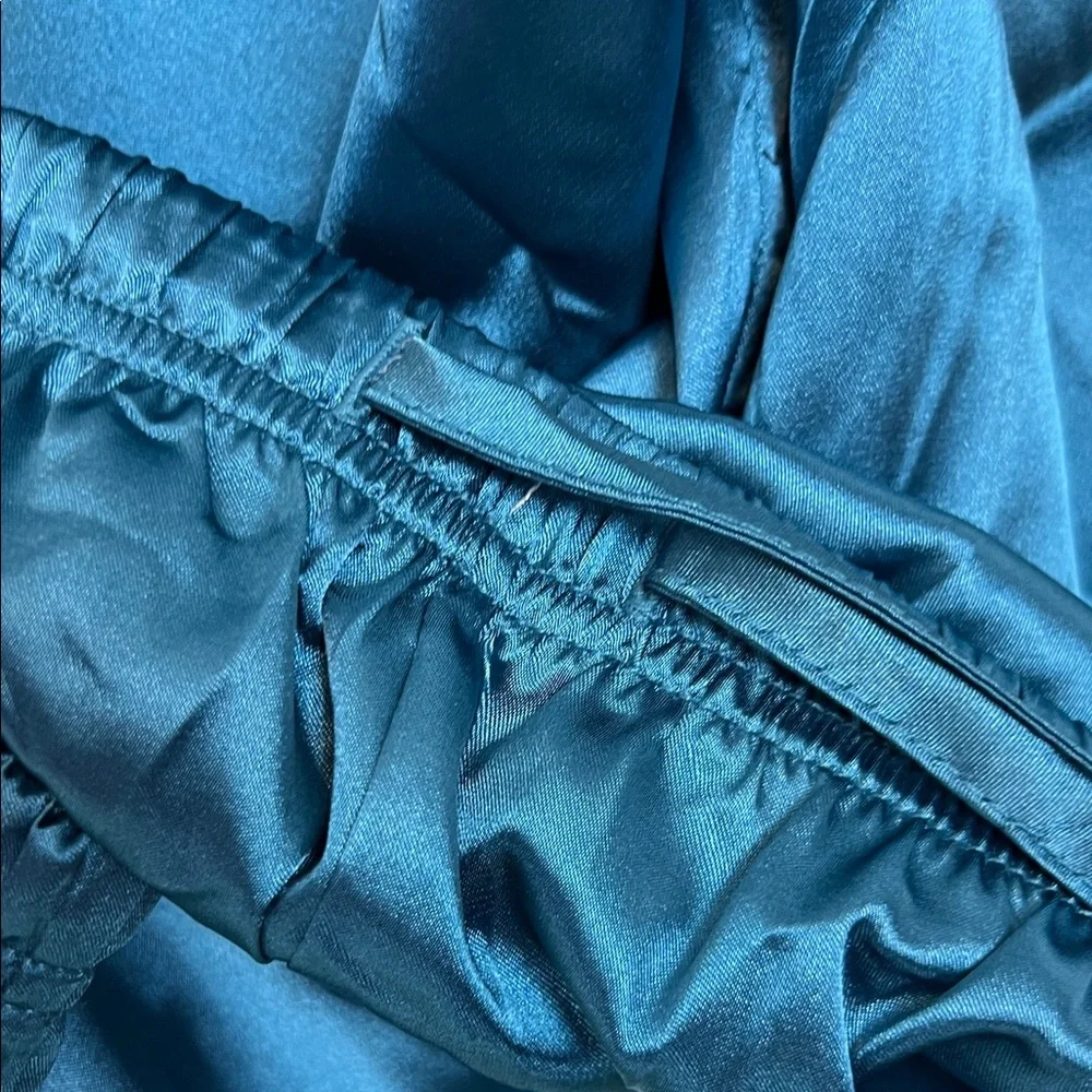 NWOT Ekouaer Women 2XL Satin Pajama Set Loungewear Teal Green - Picture 10 of 10